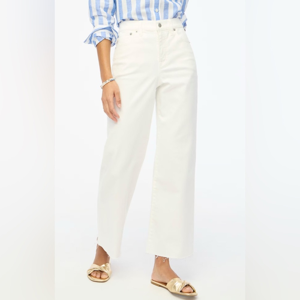 J. Crew Wide Leg Cropped Jean with Raw Hem, Size 28
